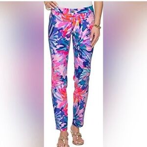 Lilly Pulitzer Pink and Blue Floral Skinny Pants
